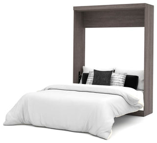 Bestar Nebula By Bestar Queen Wall Bed, Bark Gray And White