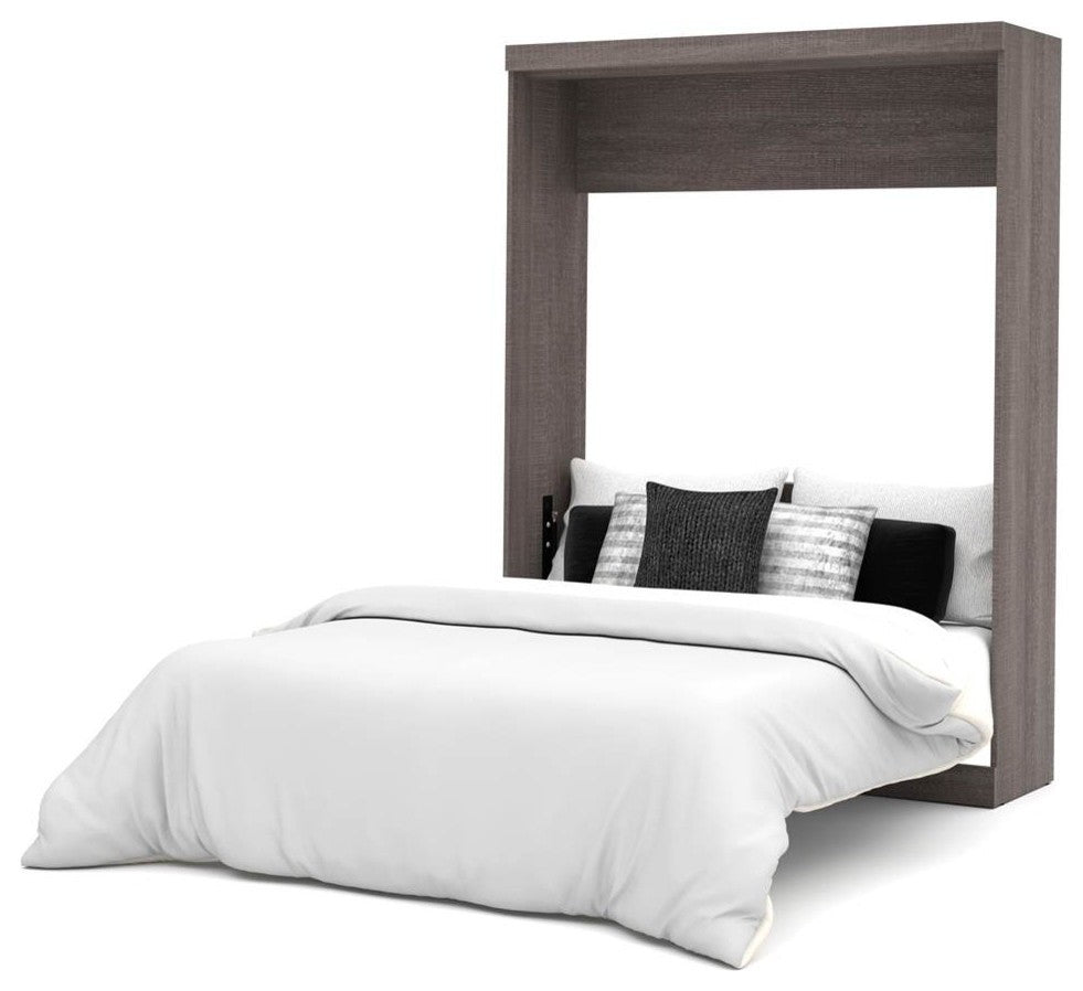 Bestar Nebula By Bestar Queen Wall Bed, Bark Gray And White