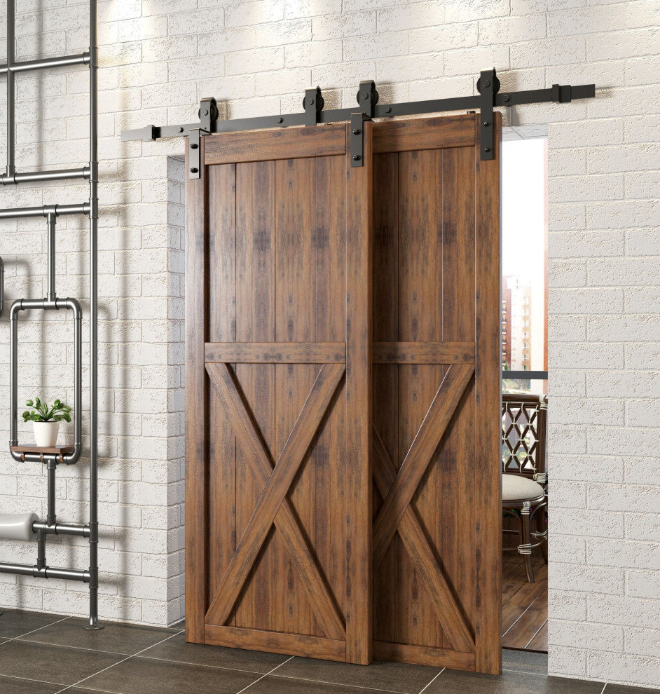 Sliding Barn Door Hardware Kit Single Track Bypass, Classic, 7'