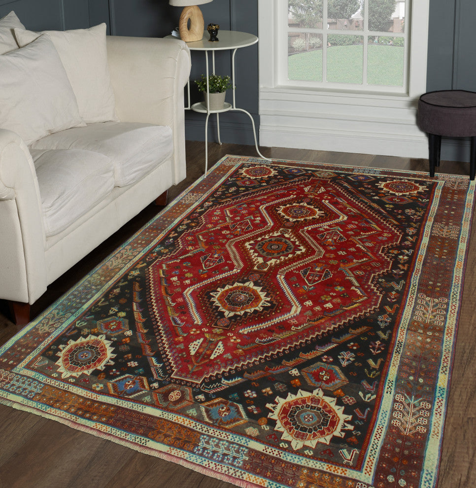 Fine Vintage Distressed Dicle Red Rug
