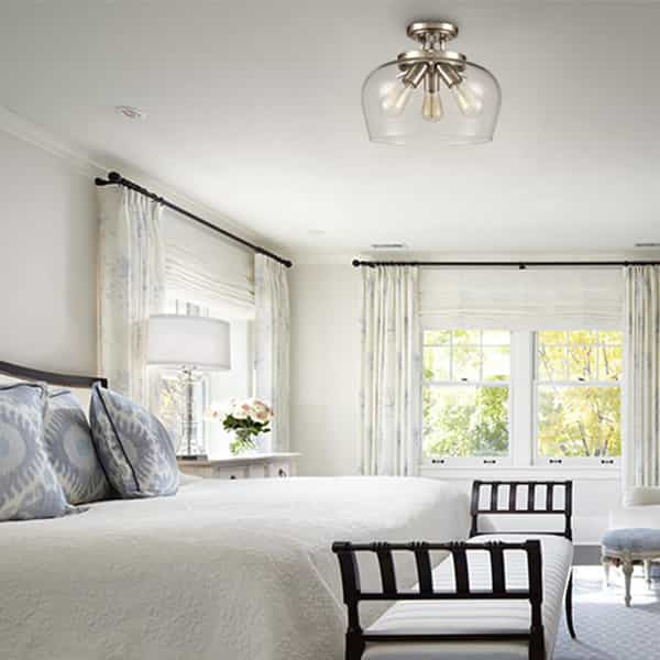 3-Light Glass Ceiling Lights, Brushed Nickel