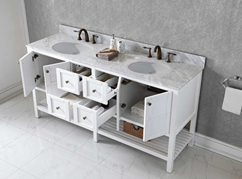 Winterfell 72" Double Bathroom Vanity Set, White With Mirror