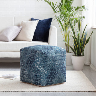 Les Cavaliers 20" x 20" x 20" Blue and Green Pouf