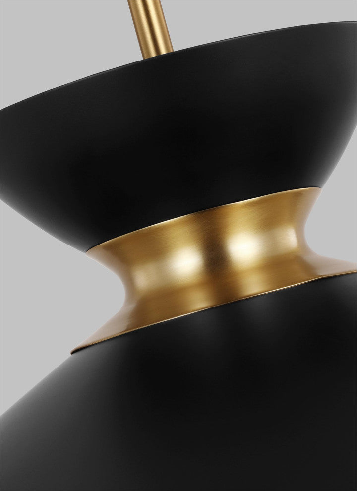 Heath Wide Pendant, Midnight Black and Burnished Brass