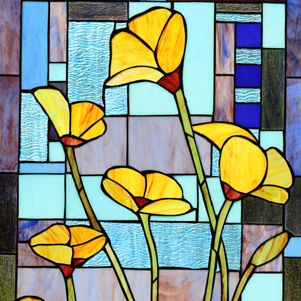 CHLOE Lighting CH8P043OF31-VRT LILIUM Tiffany-Style Floral Stained Window Panel