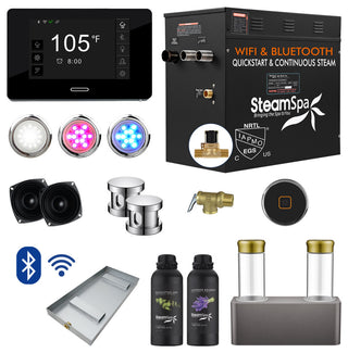 12kW QuickStart Steam Bath Generator With Dual Aroma Pump, Polished Chrome
