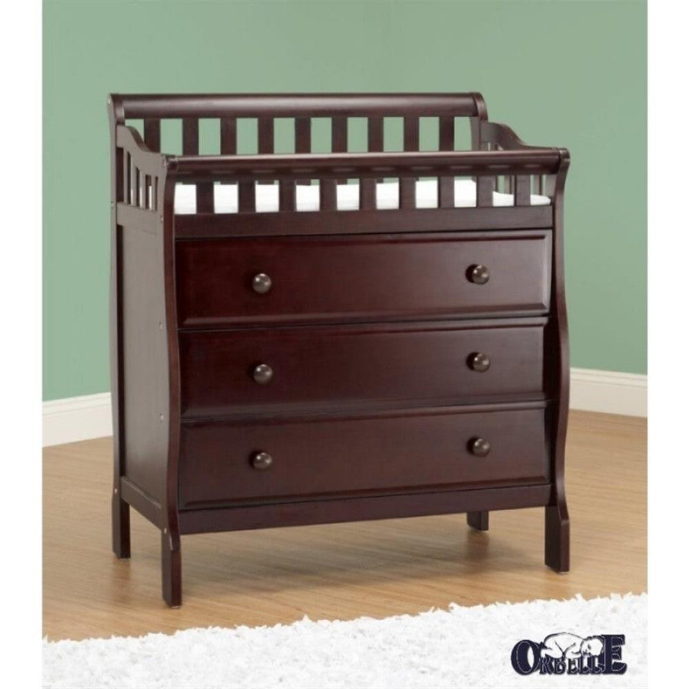 Orbelle Oneman Modern New Zealand Pine Solid Wood Changing Tables in Espresso
