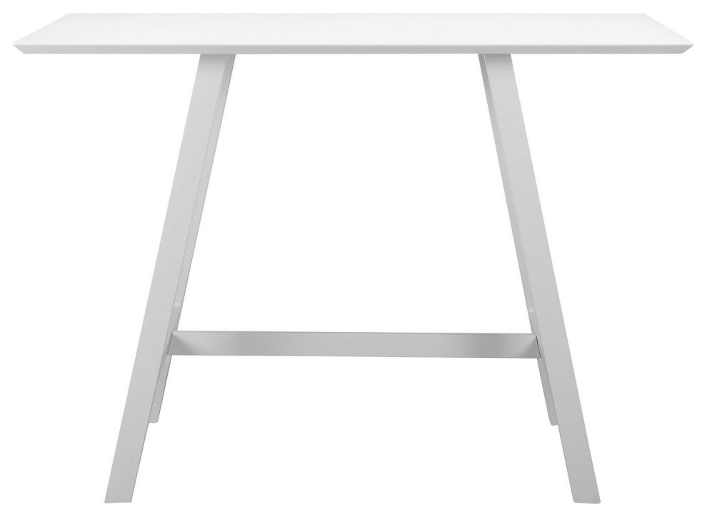Benzara BM287784 Bar Table, Classic White Aluminum Frame, Rectanglular Top