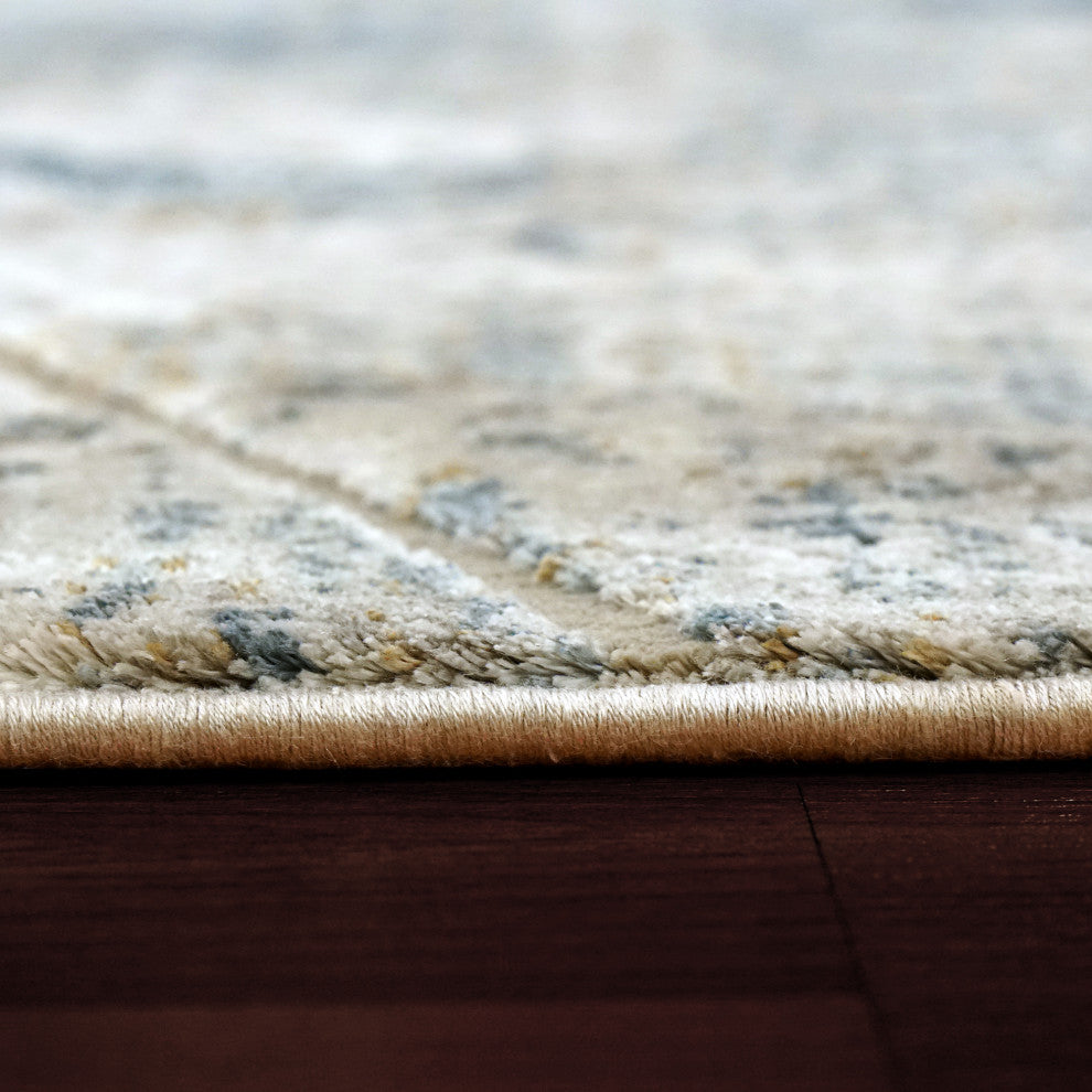 Torino Ivory And Blue Area Rug, 7.10''x10.10''