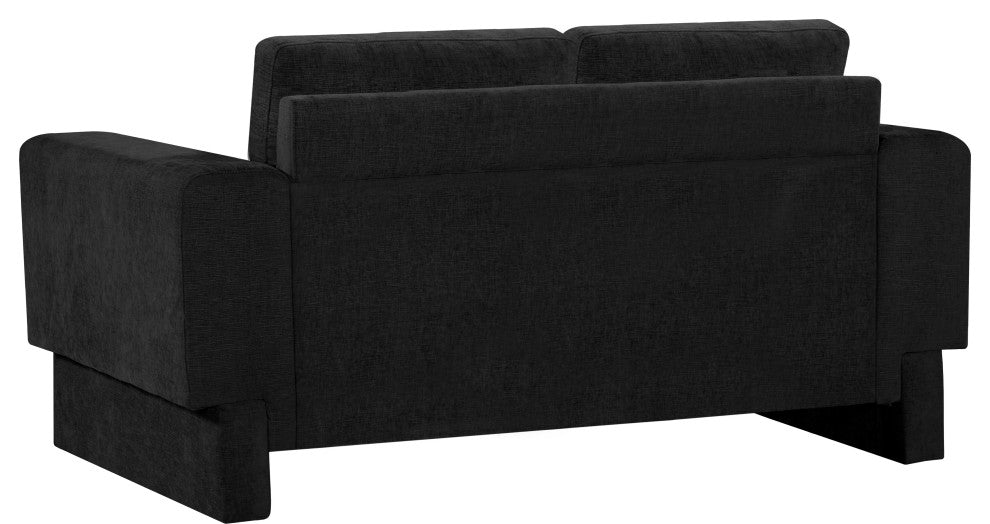 Madeline Chenille Fabric Upholstered Chair, Black, Loveseat