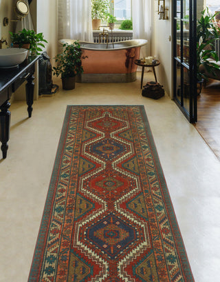 Fine Vintage Distressed Lanny Red/Ivory Runner, 3'5 x 10'0