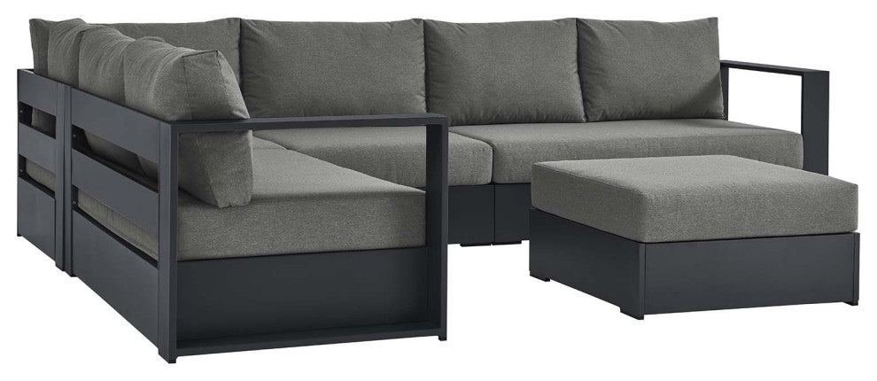 Tahoe Outdoor Patio Powder-Coated Aluminum 5-Piece Sectional Sofa Set - Gray Cha
