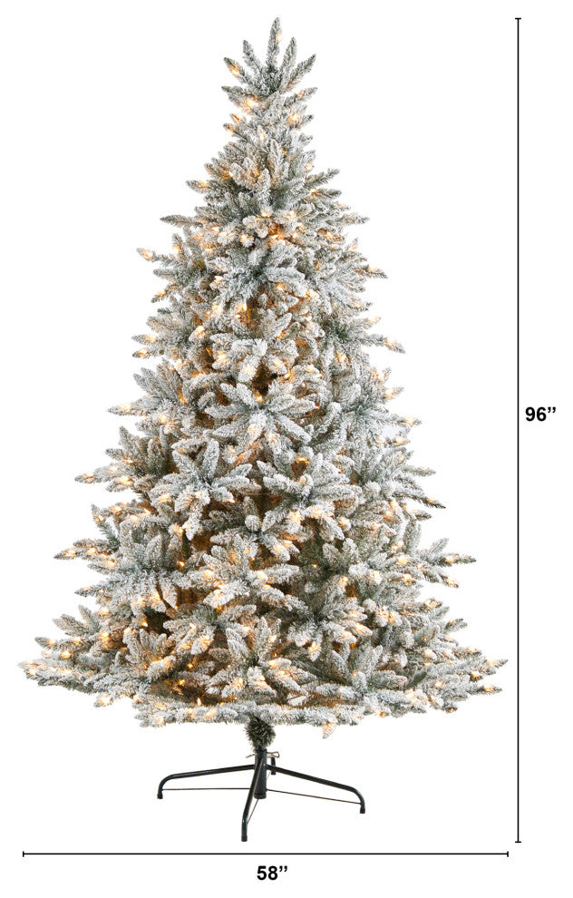 8' Flocked West Virginia Spruce Artificial Christmas Tree With 600 Clear Lights