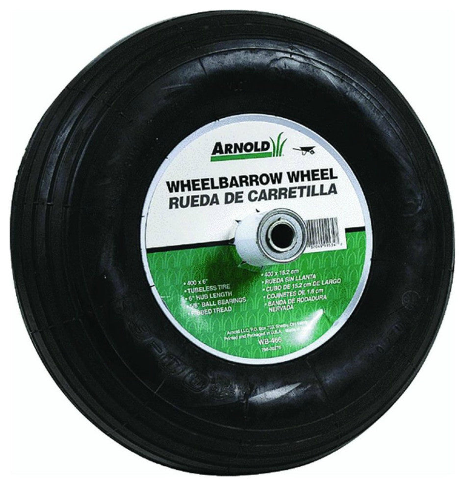 ArnoldÂ® WB-466 Contractor Wheelbarrow Wheel Assembly, 400 x 6"