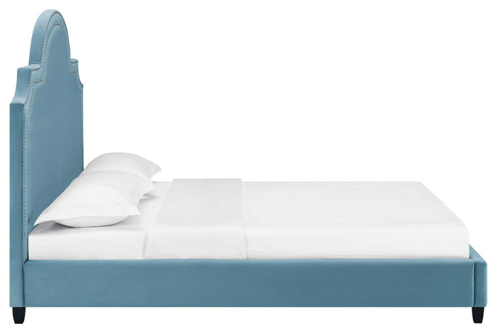 Primrose Queen Performance Velvet Platform Bed