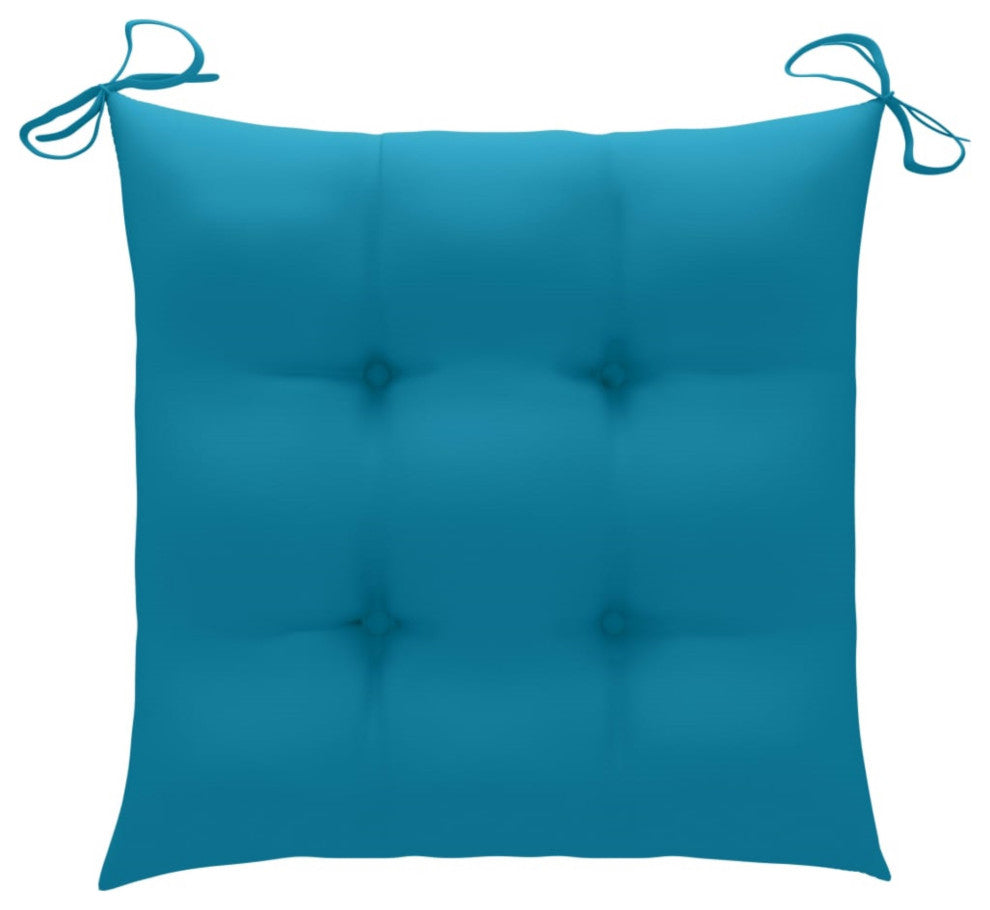 Vidaxl Garden Chairs, Set of 4, With Light Blue Cushions Solid Teak Wood