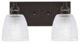 Edge 2-Light Bath Bar, Espresso Finish, 5" Clear Ribbed Glass