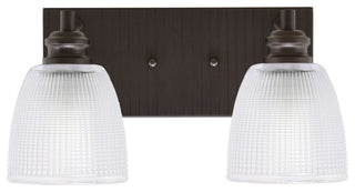Edge 2-Light Bath Bar, Espresso Finish, 5" Clear Ribbed Glass