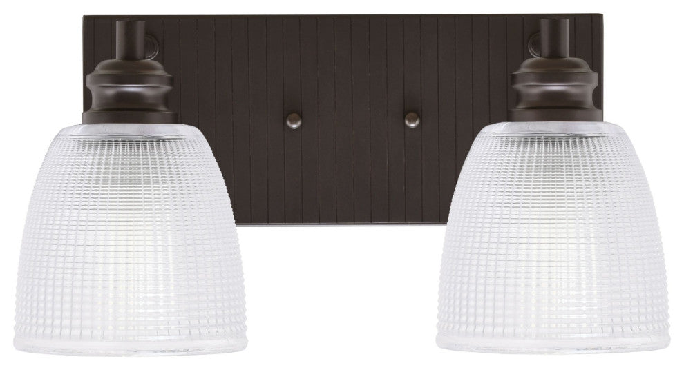 Edge 2-Light Bath Bar, Espresso Finish, 5" Clear Ribbed Glass