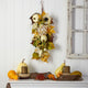 33" Fall Sunflower, Hydrangea and White Pumpkin Artificial Autumn Teardrop