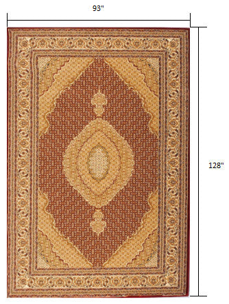 8" x 11" Red and Beige Medallion Area Rug