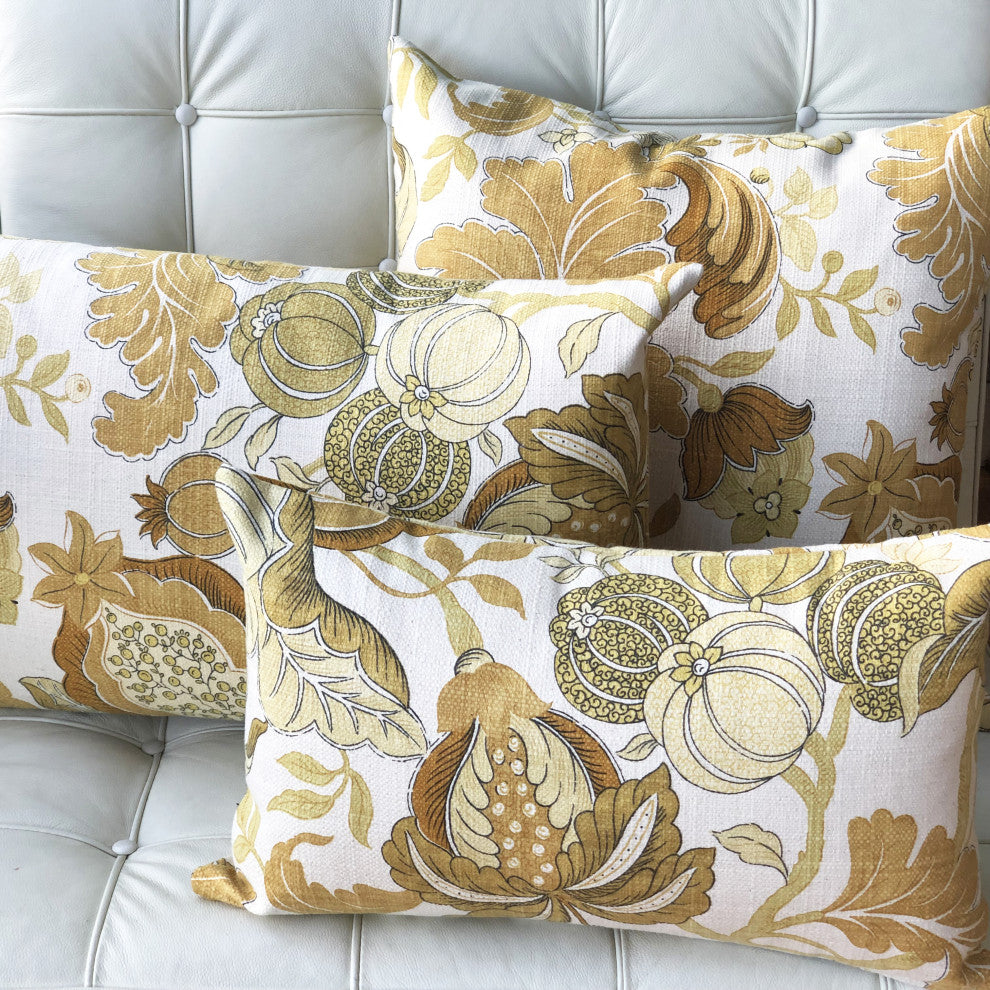 Pillow Decor - Harvest Floral Throw Pillow, Yellow, 20" X 20"