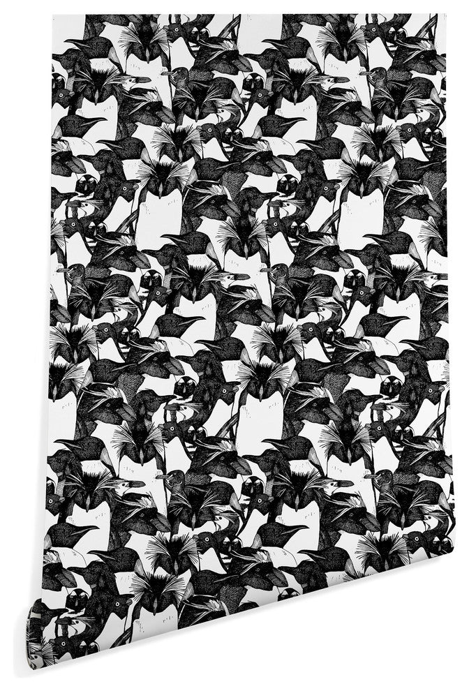 Deny Designs Sharon Turner Just Penguins Wallpaper, Black, 2'x10'