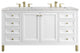 Chicago 60" Double Vanity, Glossy White, Eternal Jasmine Pearl Quartz