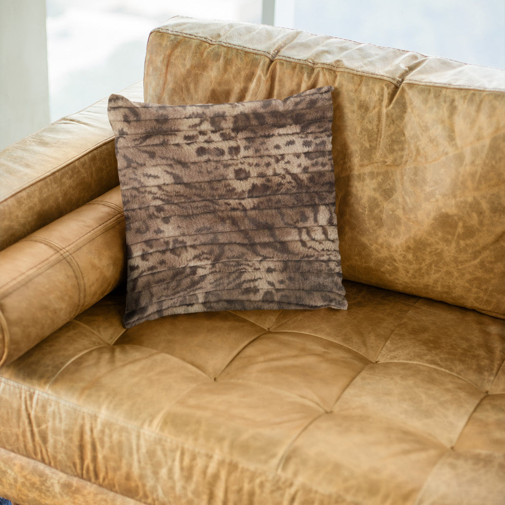 Plutus Brown Luxe Lash Faux Fur Luxury Throw Pillow, Brown, 20" x 36" King