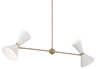 Phix 4 Light Chandelier Linear, Single, Champagne Bronze and White