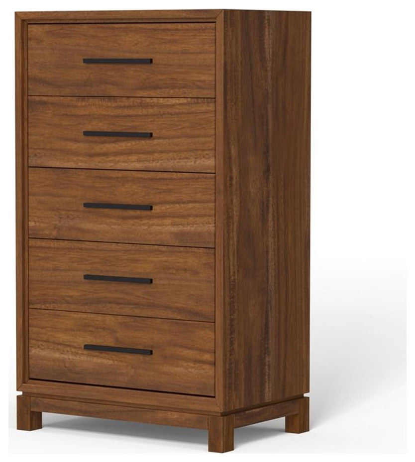 Origins by Alpine Nova 5 Drawer Chest in Honey Maple (Brown)