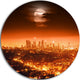 Dramatic Full Moon Over Los Angeles, Cityscape Disc Metal Wall Art, 36"