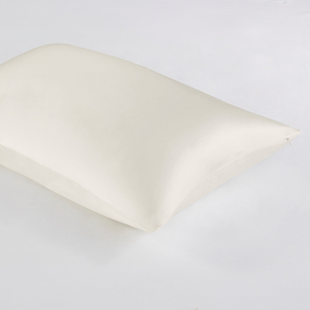 Madison Park Mulberry Silk Luxury Single Pillowcase, Ivory, King