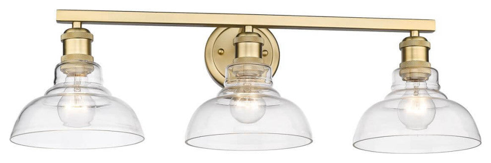3 Light 28" Bath Vanity Light, Brushed Champagne Bronze With Clear Glass