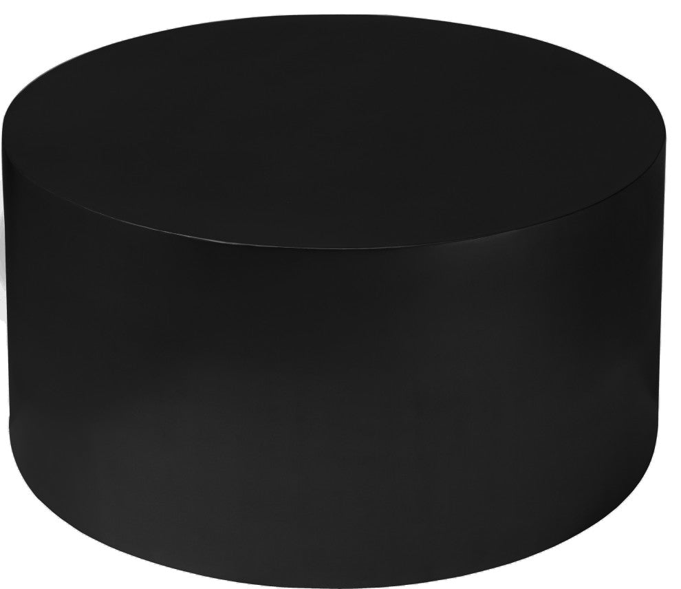 Cylinder Round Durable Metal Coffee Table, Matte Black