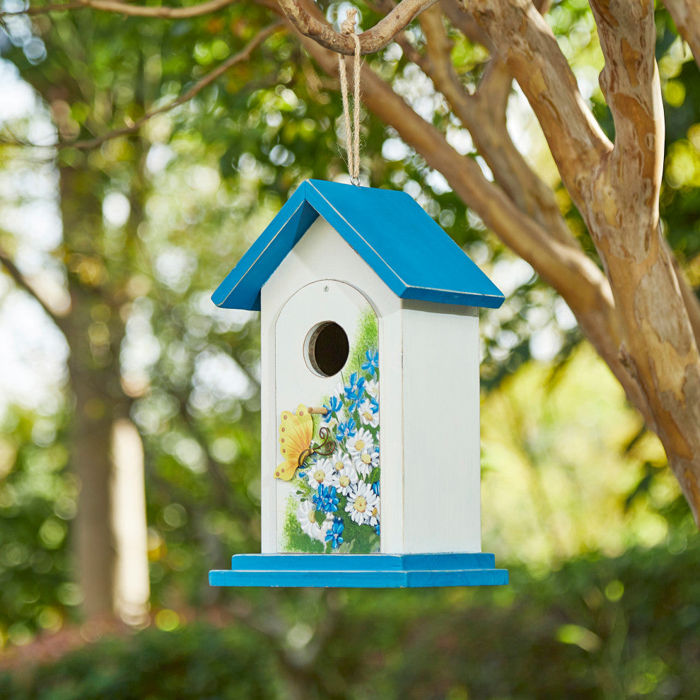 Distressed Solid Wood Daisy Birdhouses