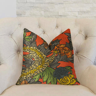 Amaryllis Dragon Multicolor Luxury Throw Pillow, 18"x18"