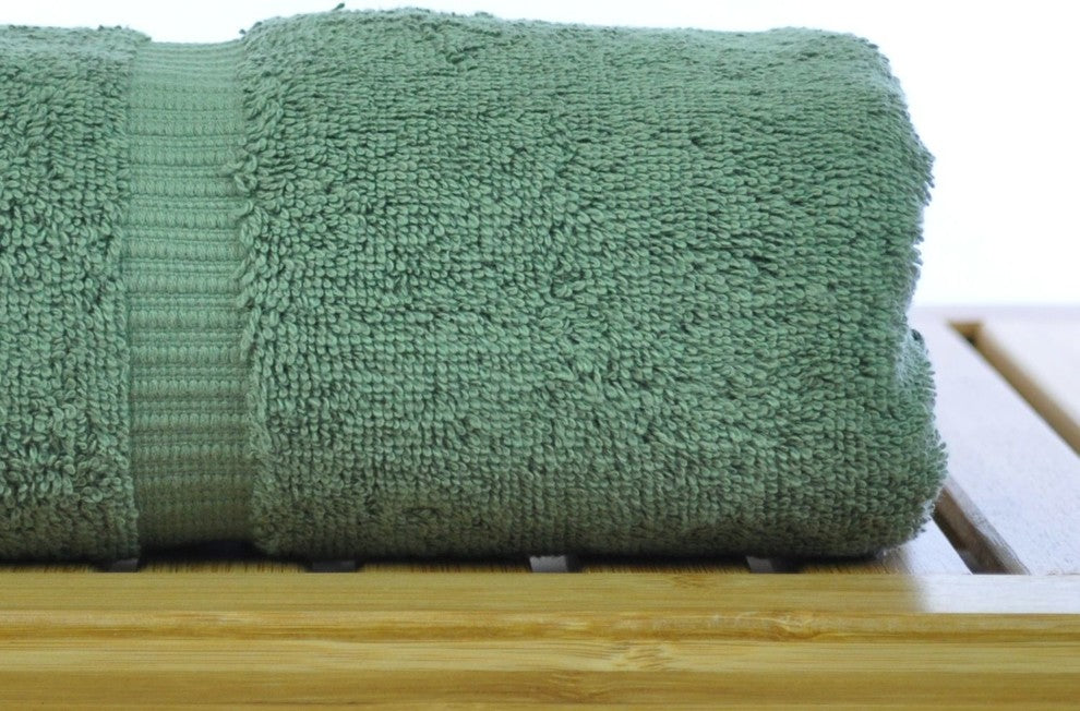 Dobby Border Luxury Hotel and Spa Hand Towel, Set of 6, Moss