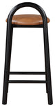 Meridian Furniture Calvin Vegan Leather Stool, Cognac, Black Finish
