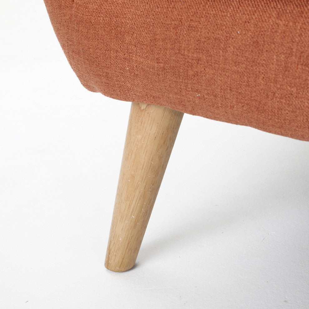 GDF Studio Eunice Petite Mid Century Modern Tufted Fabric Sofa, Burnt Orange
