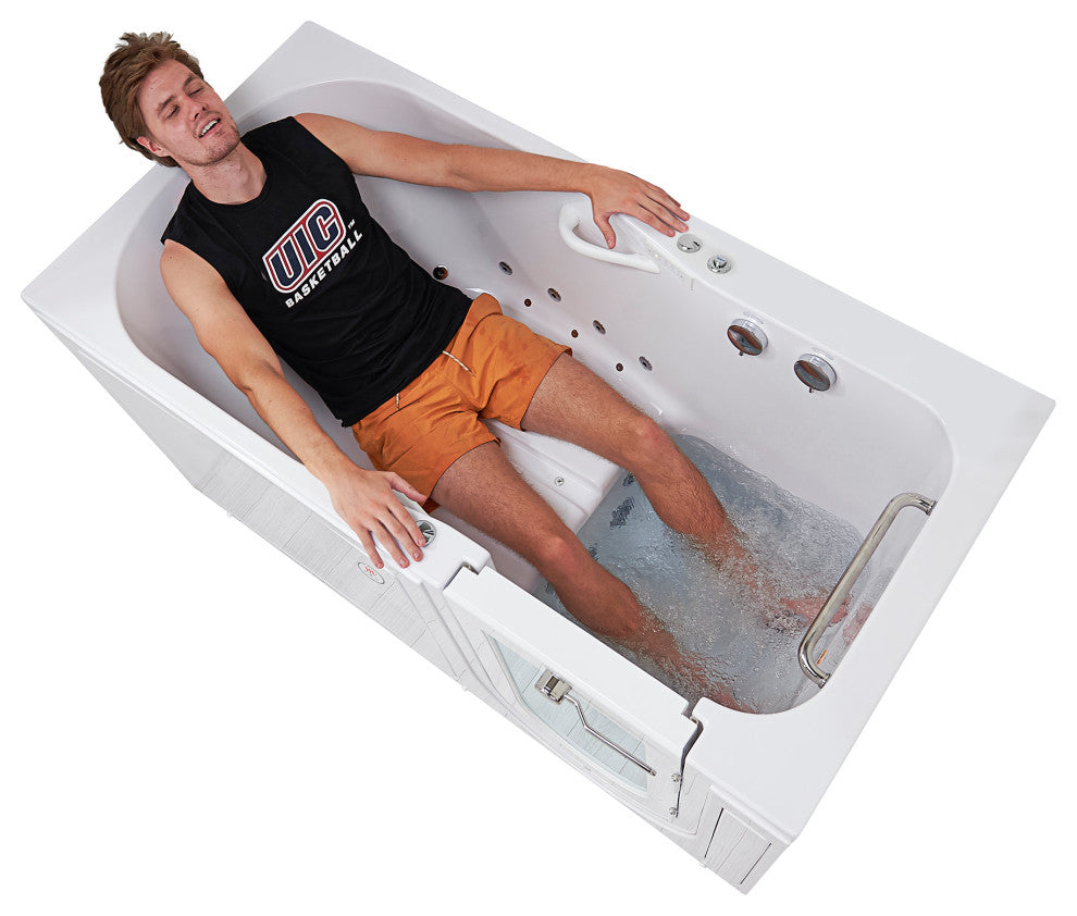Ella Shak 36"x72" Air + Hydro + Foot Massage Walk-In tub, Outward Door, 2 Drains, No Faucet, Right Drain Heated Seat