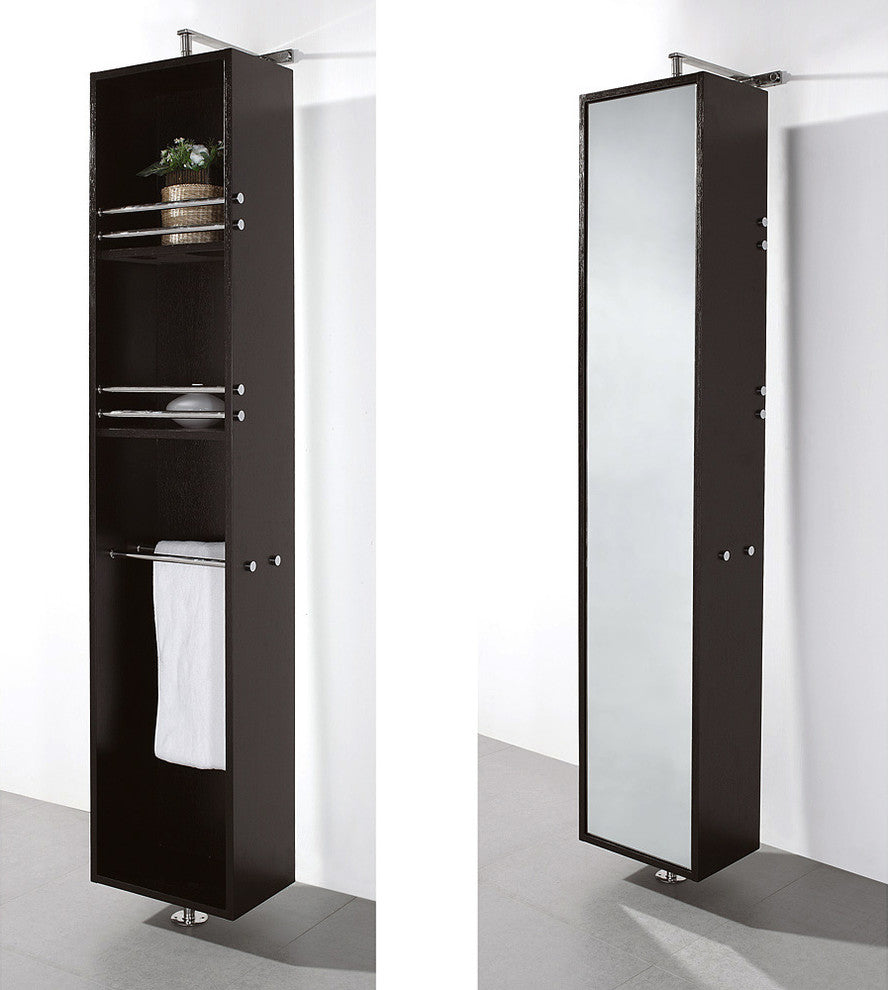 April 360 Degree Rotating Floor Cabinet With Full-Length  in Espresso