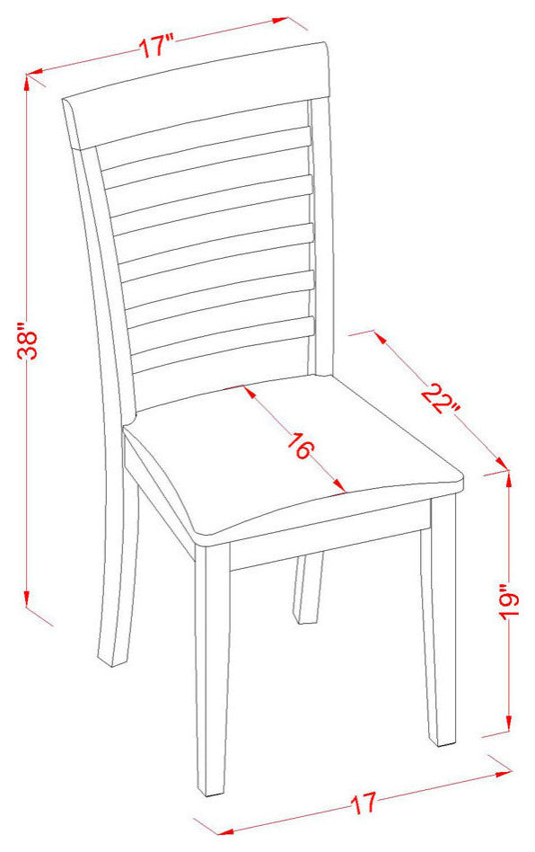 Milan Dining Chair With Cushion Seat Saddle Brown Finish Set of 2