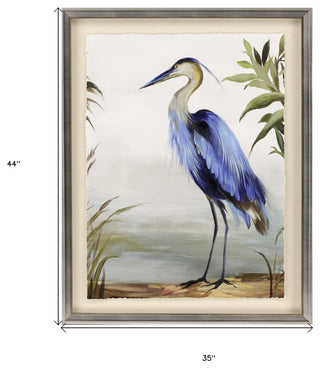 Blue Heron Framed Art Silver Picture Frame Print Wall Art