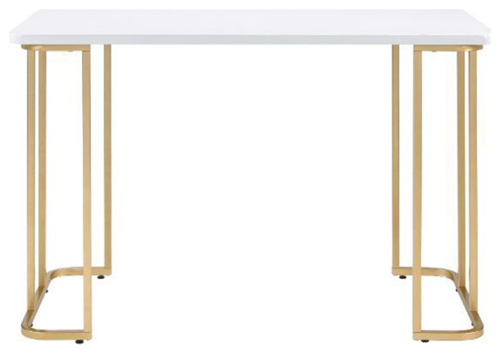 Writing Desk With Gold Base, White
