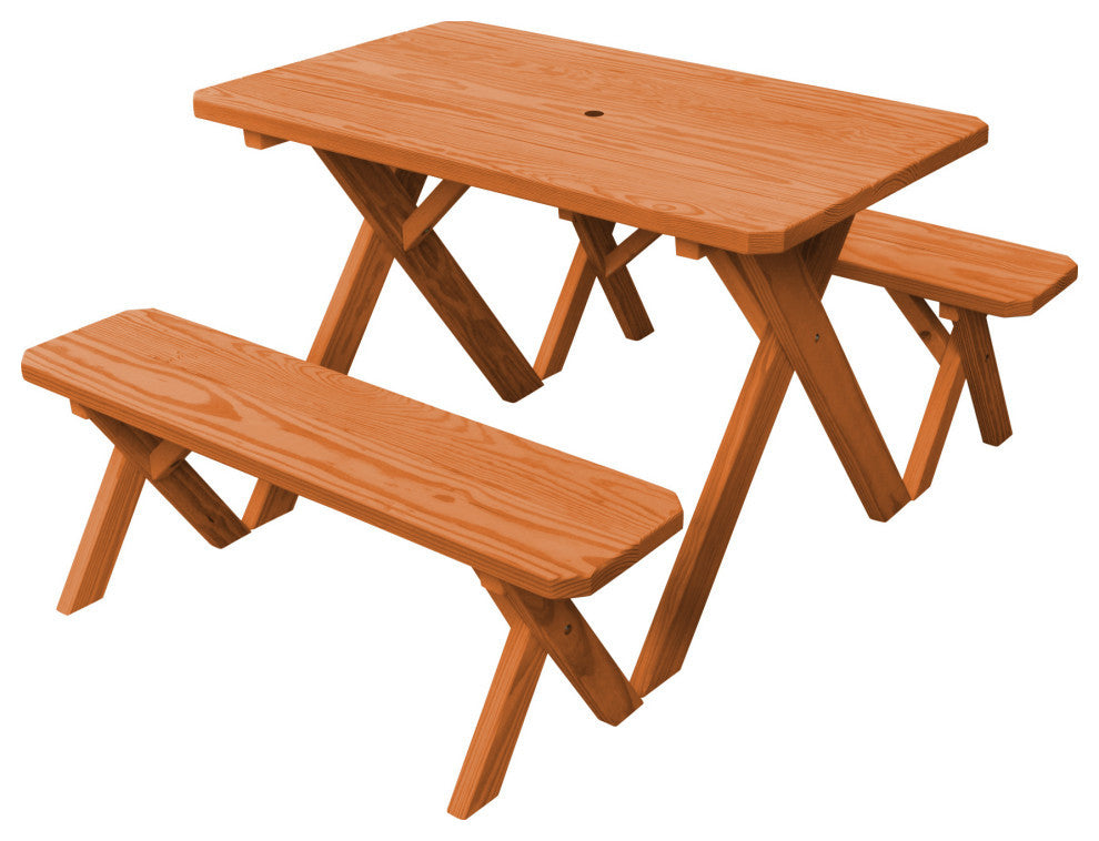 Pressure Treated Pine Cross Leg Picnic Table with Benches