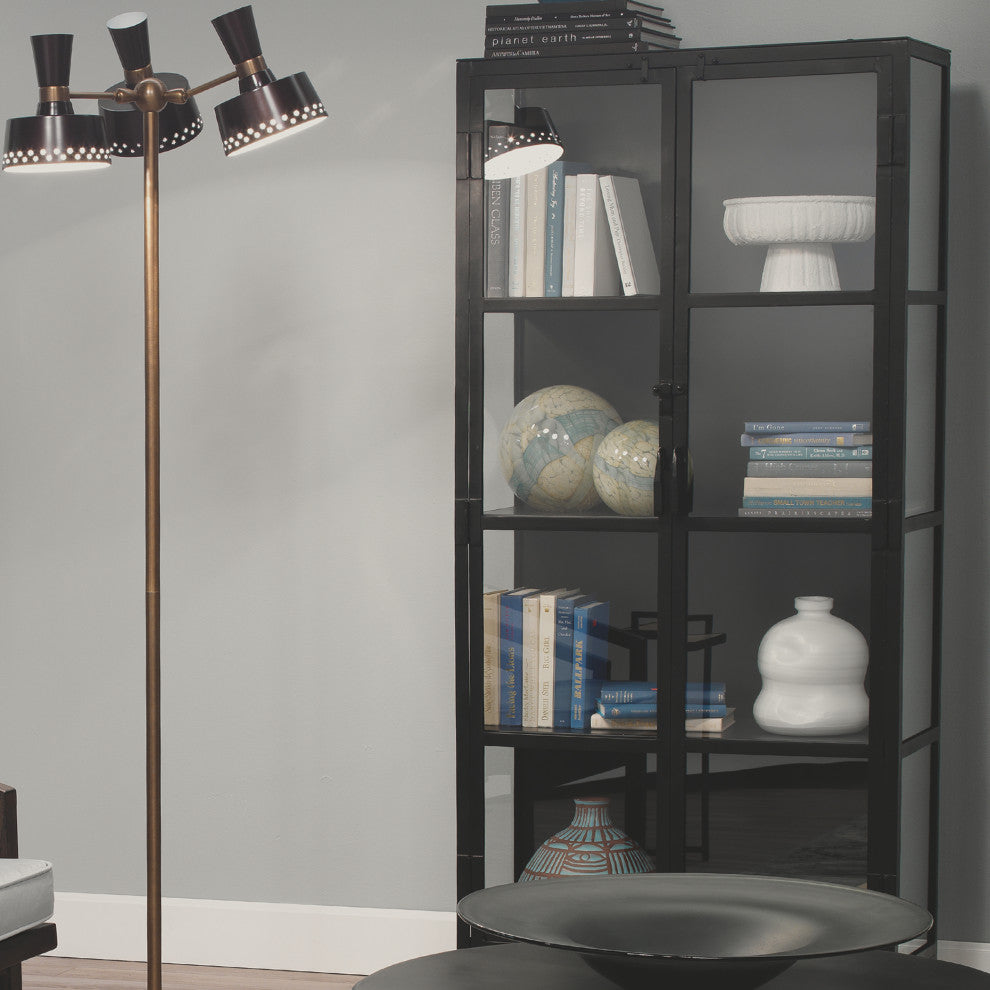 Union Tall Curio Cabinet, Black Iron and Clear Glass