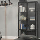 Union Tall Curio Cabinet, Black Iron and Clear Glass