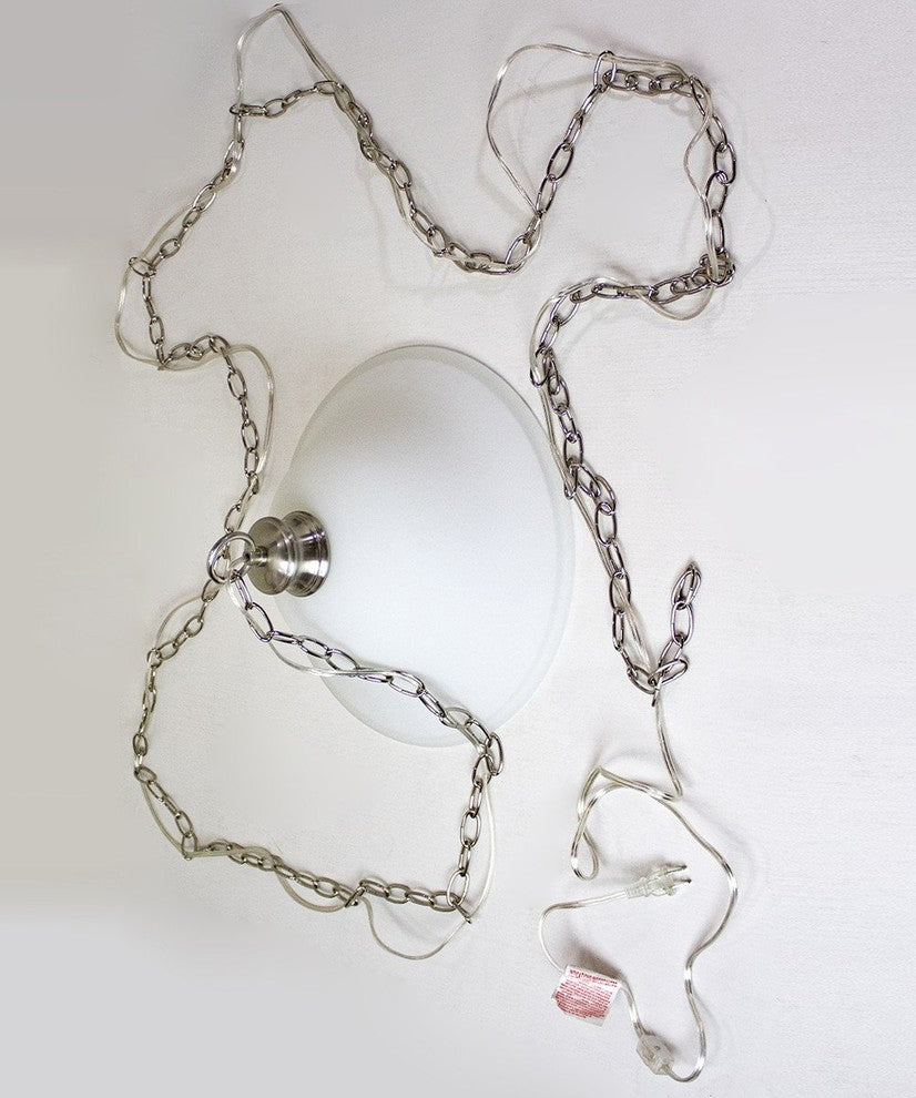 Glass Shade Swag Lamp Brushed Nickel