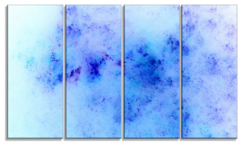Light Blue Starry Fractal Sky, Abstract Canvas Art Print, 48"x28", 4 Panels